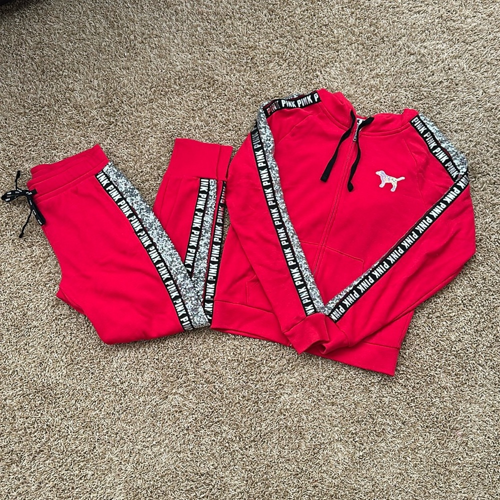 Red Blinged Victoria Secret Pink jumpsuit